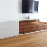 moderne Wohnwand weiß Holz Hochglanz